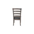 7pc Rustic Gray Brown Wood Dining Set with 6 Gray Linen Chairs