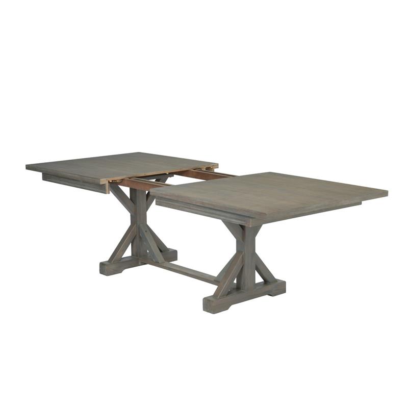 Rustic Gray Brown Wood Extendable Dining Table in Standard Height