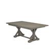 7pc Rustic Gray Brown Wood Dining Set with Beige Linen Bench and Chairs