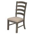 Beige Linen Dining Chair (Single) with Rustic Gray Brown Wood