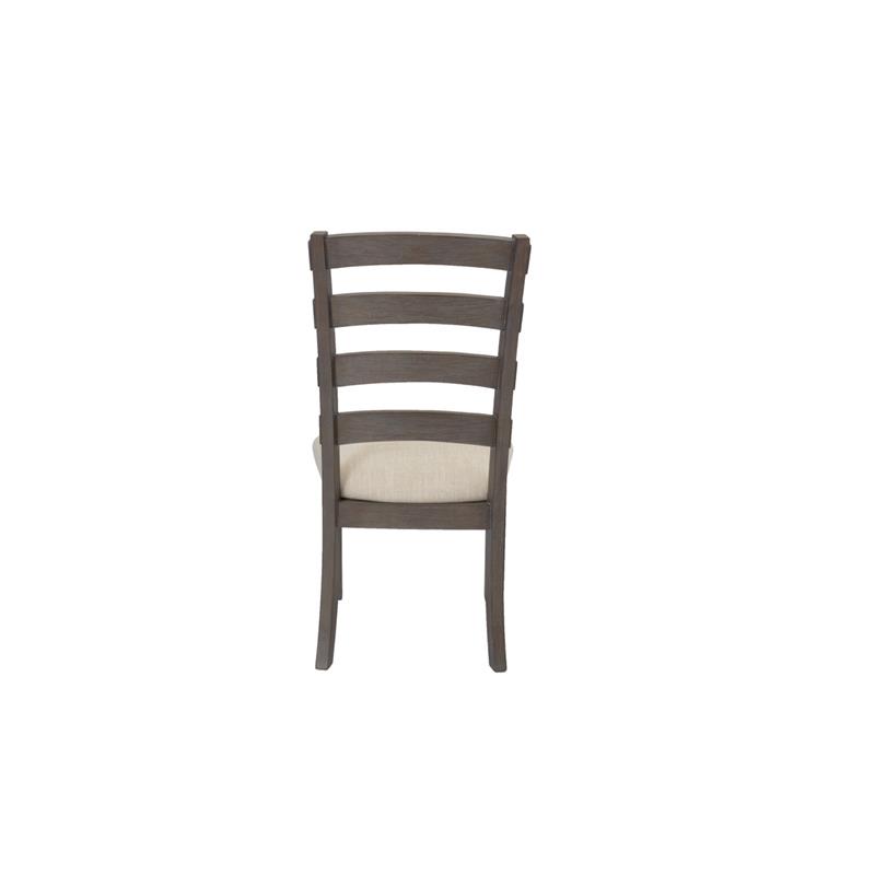 Beige Linen Dining Chairs (Set of 2) with Rustic Gray Brown Wood