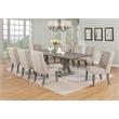 Rustic Gray Wood 9pc Dining Set with Table and Beige Linen Chairs