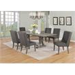 Rustic Gray Wood 7pc Dining Set with Table and Gray Linen Chairs