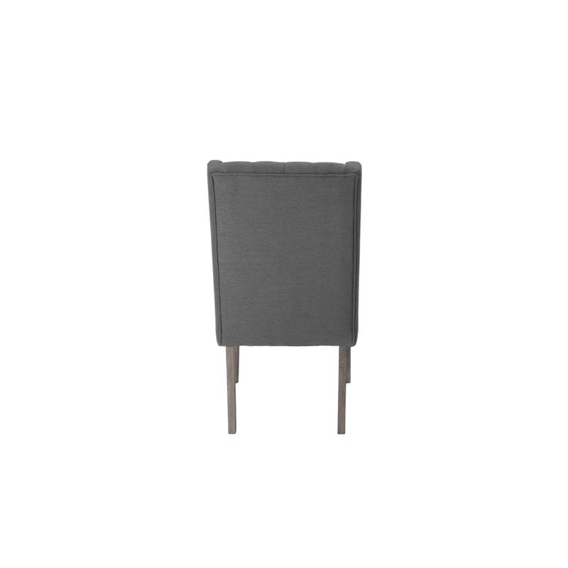 Rustic Gray Wood 9pc Dining Set with Table and Gray Linen Chairs