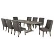 Rustic Gray Wood 9pc Dining Set with Table and Gray Linen Chairs