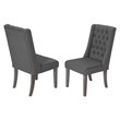 Rustic Gray Dining Chairs (Set of 2) with Gray Linen Fabric Tufted Seats