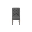 Rustic Gray Dining Chairs (Set of 2) with Gray Linen Fabric Tufted Seats