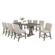 Counter-height Rustic Gray Wood Chair (Set of 2) with Beige Fabric Tufted Seats