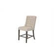 Counter-height Rustic Gray Wood Chair (Set of 2) with Beige Fabric Tufted Seats