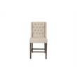 Counter-height Rustic Gray Wood Chair (Set of 2) with Beige Fabric Tufted Seats