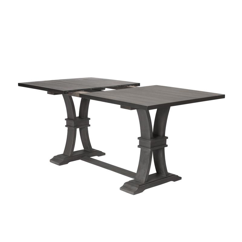 Counter-height Rustic Gray Wood Extendable Dining Table with Removable 18