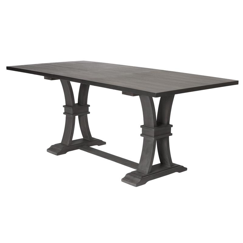 Counter-height Rustic Gray Wood Extendable Dining Table with Removable 18