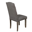 Rustic Wood Dining Chairs Upholstered with Gray Linen Fabric (Set of 2)
