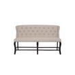 Cappuccino Wood Counterheight Dining Bench Upholstered with Beige Linen Fabric