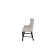 Cappuccino Wood Counterheight Dining Bench Upholstered with Beige Linen Fabric