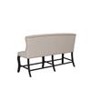 Cappuccino Wood Counterheight Dining Bench Upholstered with Beige Linen Fabric