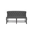 Cappuccino Wood Counterheight Dining Bench Upholstered with Gray Linen Fabric