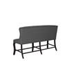 Cappuccino Wood Counterheight Dining Bench Upholstered with Gray Linen Fabric