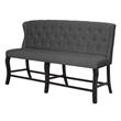 Cappuccino Wood Counterheight Dining Bench Upholstered with Gray Linen Fabric