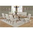 Rustic Natural Wood Dining Chairs Upholstered with Beige Linen Fabric (Set of 2)