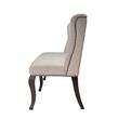 Cappuccino Wood Dining Bench Upholstered with Beige Linen Fabric