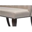 Cappuccino Wood Dining Bench Upholstered with Beige Linen Fabric