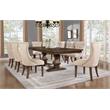 Walnut Wood Dining Set with Extendable Table and Beige Linen Chairs
