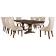 Walnut Wood Dining Set with Extendable Table and Beige Linen Chairs