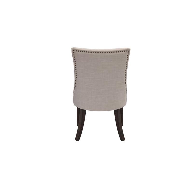 Walnut Wood Dining Chair with Beige Linen and Tufted Seat (Single)