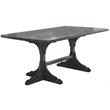 6pc Gray Wood Dining Set with Light Gray Linen Fabric Seats + Bench