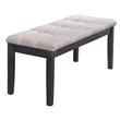 6pc Gray Wood Dining Set with Light Gray Linen Fabric Seats + Bench
