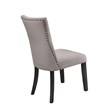 7pc Gray Wood Dining Set with Light Gray Linen Fabric Seats