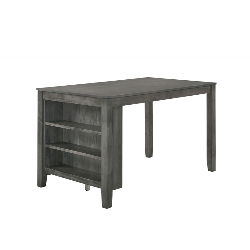 Dark Gray Wood Counterheight Dining Chairs in Light Gray Fabric (Set of 2)