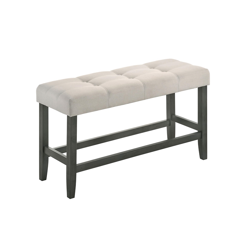 Dark Gray Wood Counterheight Dining Chairs in Light Gray Fabric (Set of 2)