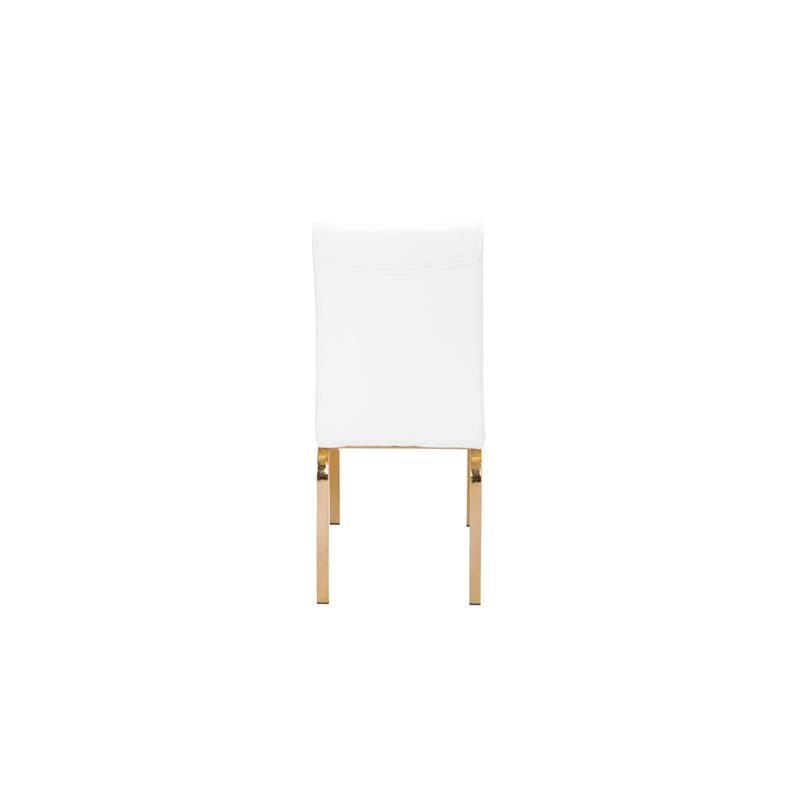 White Chairs Upholstered with Faux Leather and Gold Chrome Base (Set of 2)