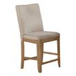 Natural Rustic Wood Counterheight Dining Chairs in Beige Linen Fabric (Set of 2)