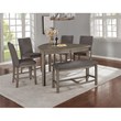 Rustic Gray Wood Counterheight Dining Chairs in Gray Linen Fabric (Set of 2)