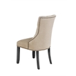 Dark Gray Wood Dining Chair Upholstered with Beige Linen Fabric (Single)