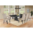 Dark Gray Wood Dining Chair Upholstered with Beige Linen Fabric (Single)