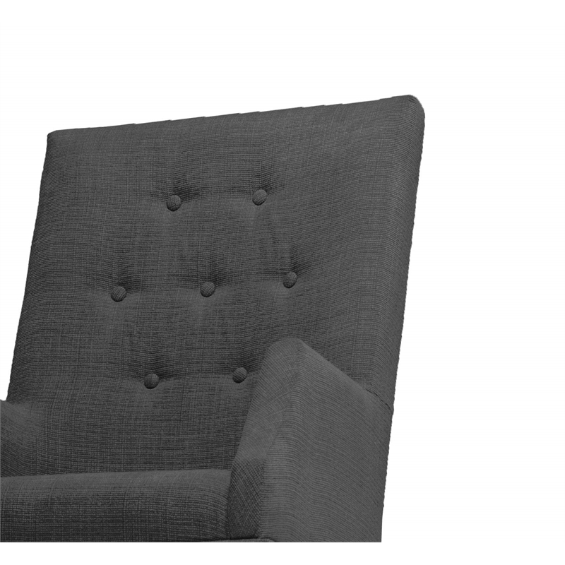 Gray Linen Fabric Dining Arm Skirt Chairs with Tufted Seat Backs (Set of 2)