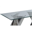 Geometric Clear Glass Coffee + 2 End Table Set with Silver Stainless Steel