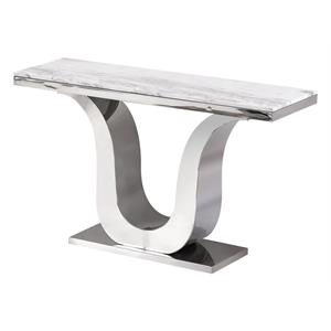 Genuine White Marble Console Table with Silver Stainless Steel Base