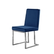 Simplistic Navy Blue Velvet Side Chairs with Silver Chrome Base (Set of 2)