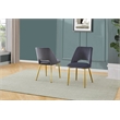 Contemporary Dark Gray Velvet Side Chairs with Gold Chrome Base (Set of 2)