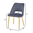 Contemporary Dark Gray Velvet Side Chairs with Gold Chrome Base (Set of 2)
