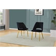 Contemporary Black Velvet Side Chairs with Gold Chrome Base (Set of 2)