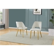 Contemporary Cream Velvet Side Chairs with Gold Chrome Base (Set of 2)