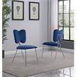Winged Side Chairs with Navy Blue Velvet and Silver Chrome Base (Set of 4)