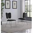 Winged Side Chairs with Black Velvet and Silver Chrome Base (Set of 4)