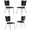 Winged Side Chairs with Black Velvet and Silver Chrome Base (Set of 4)